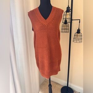 Abercrombie & Fitch Rust Sweater Dress XS Cozy Knit Short Sleeve Fall Outfit